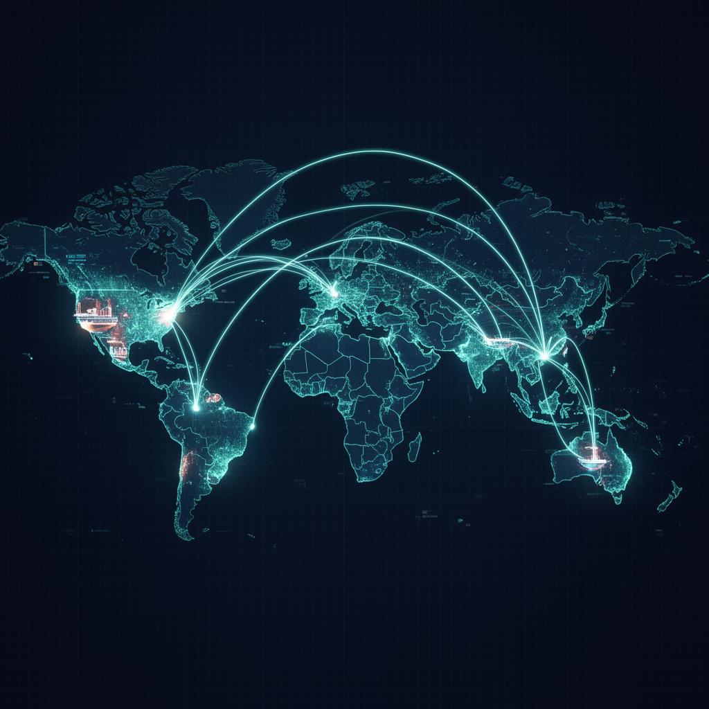 Holographic Atlantic Basin LNG export route map